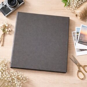 Vintage Gray 2-Ring Binder Photo Album Scrapbook‎ Keepsake Holds 68 Photos